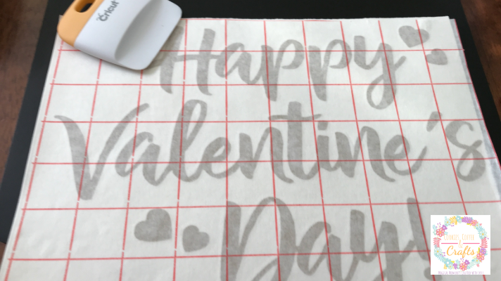Using Transfer Paper to add  SVG to easy Cricut Happy Valentines Day Sign 