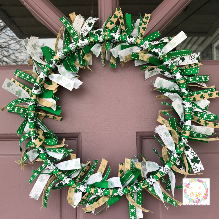 DIY St.Patricks Day Ribbon Wreath 