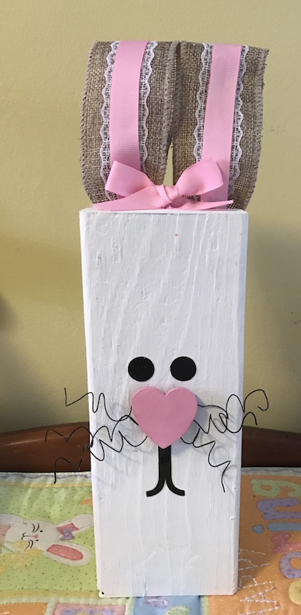 DIY Scrap wood Easter bunny made out of a 2x4 for an easy Easter Decoration 