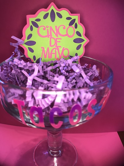 Cinco de Mayo margarita glasses for a girls night. Just head to the dollar store and make these glasses for your girls. 