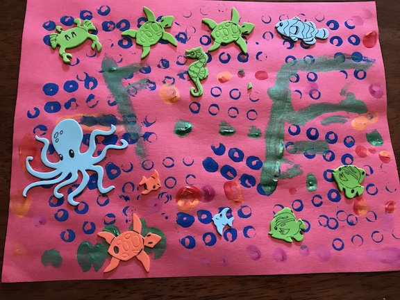 Have fun with LEGOS in a differnt way by painting an ocean scene with them. Toddlers, Preschool, Kindergarten will have fun creating this easy ocean craft with paint, LEGOS, and foam stickers. Have fun learning about ocean animals and coral reefs with this sea themed craft. #OceanTheme #SeaTheme #Kids #KidCraft #LEGO #painting #Toddlers #preschool #Kindergarten #OceanCraft #SeaCraft #DIY #PreschoolIdea #KindergartenCraft #ToddlerCraft #Paint #KidsIdea 