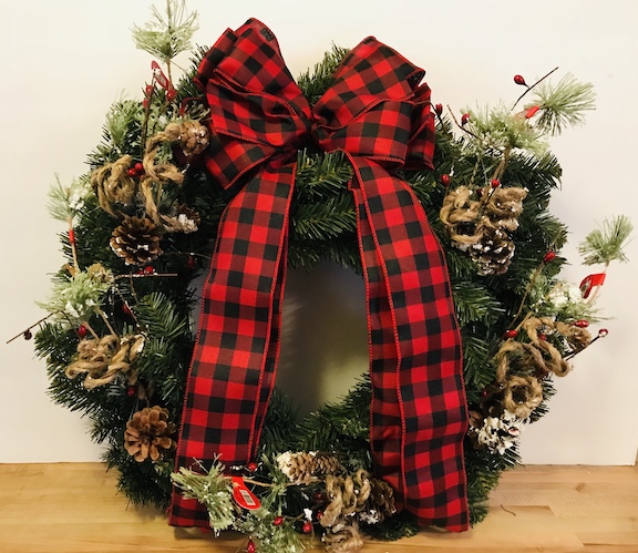 Make your home stylish with buffalo check Christmas Decor. Give your front door decor and update with this easy DIY Buffalo Check Pine Berry Wreath for Christmas. #Christmas #ChristmasWreath #PineBerryWreath #BuffaloCheck 