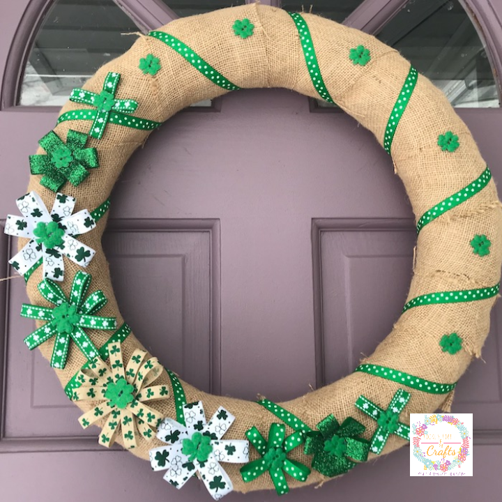 DIY Burlap Shamrock St. Patrick's Day Wreath 
