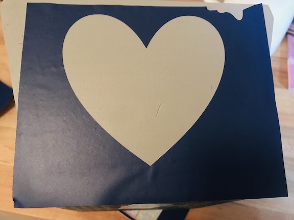 Heart Stencil on Box for Glitter Mod Podge