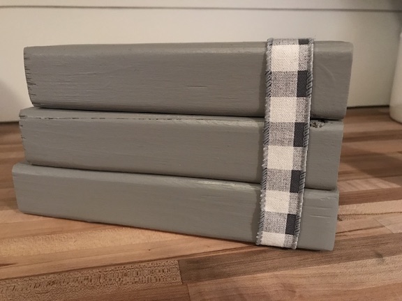 Ribbon on 2x4 Wooden Book Stack