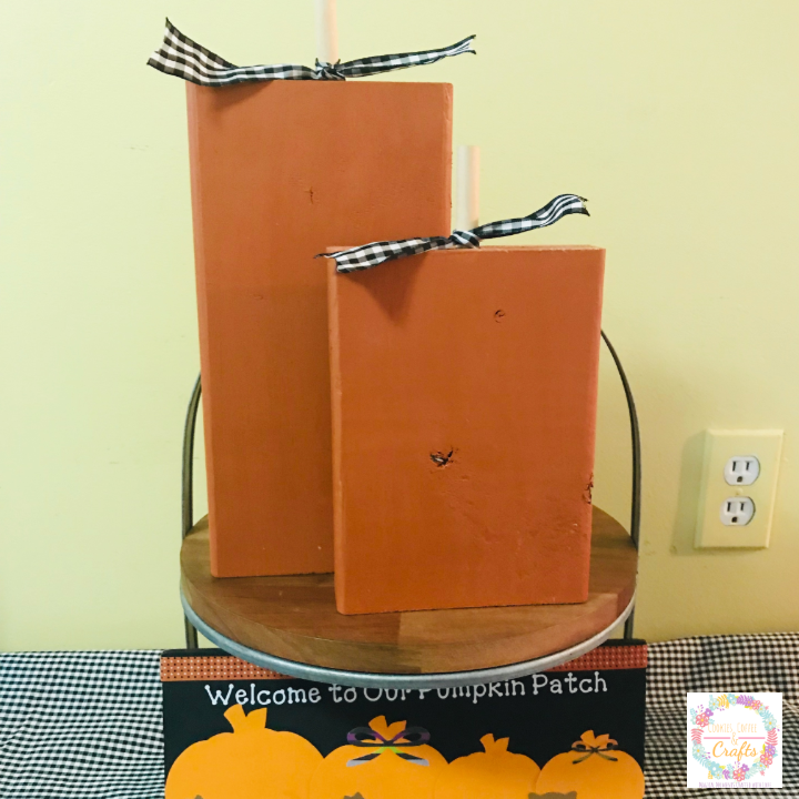 Wooden Pumpkins Decorating for Fall on a Tray 
