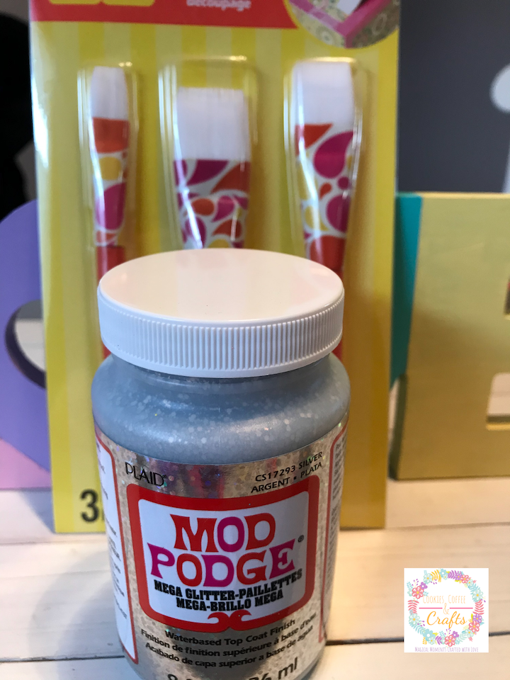 Adding Mod Podge Mega Glitter to DIY Sign
