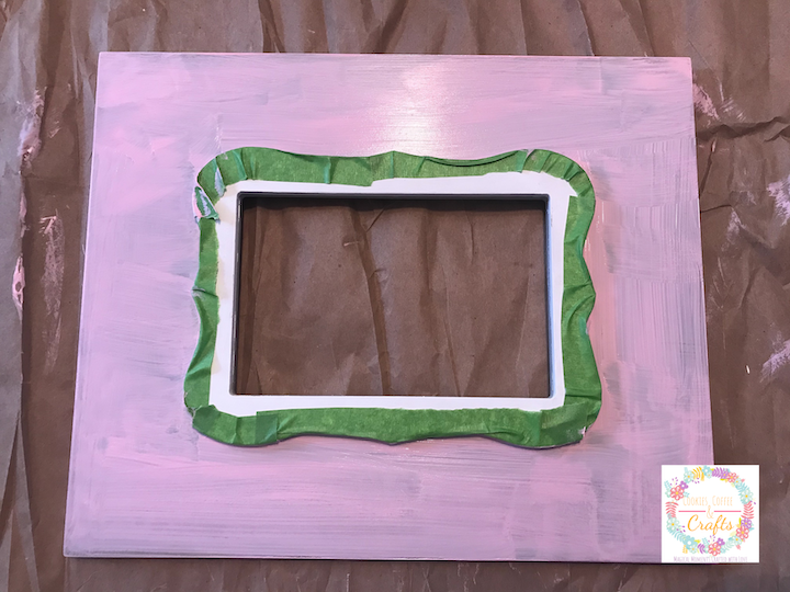 Painting the DIY baby girl nursery decor picture frame