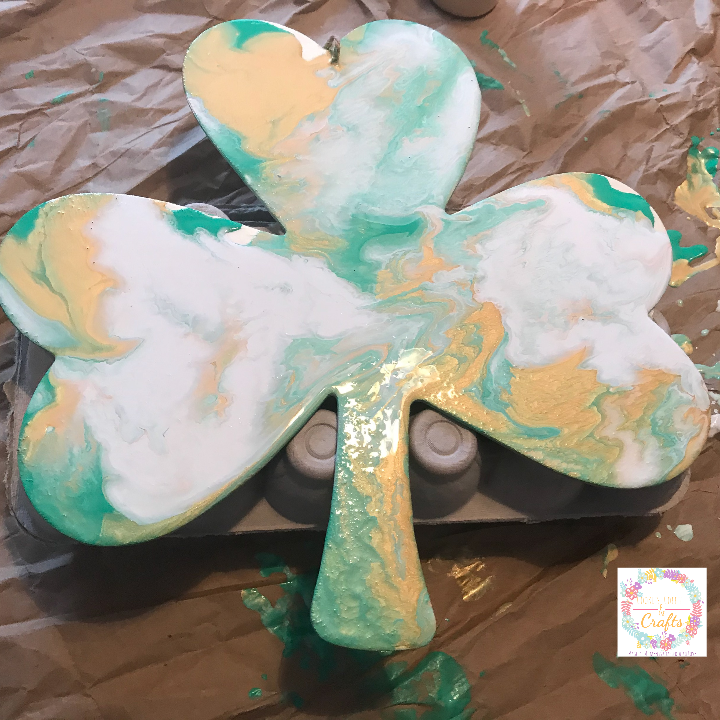 Shamrock Paint Pouring Craft Idea for Kids