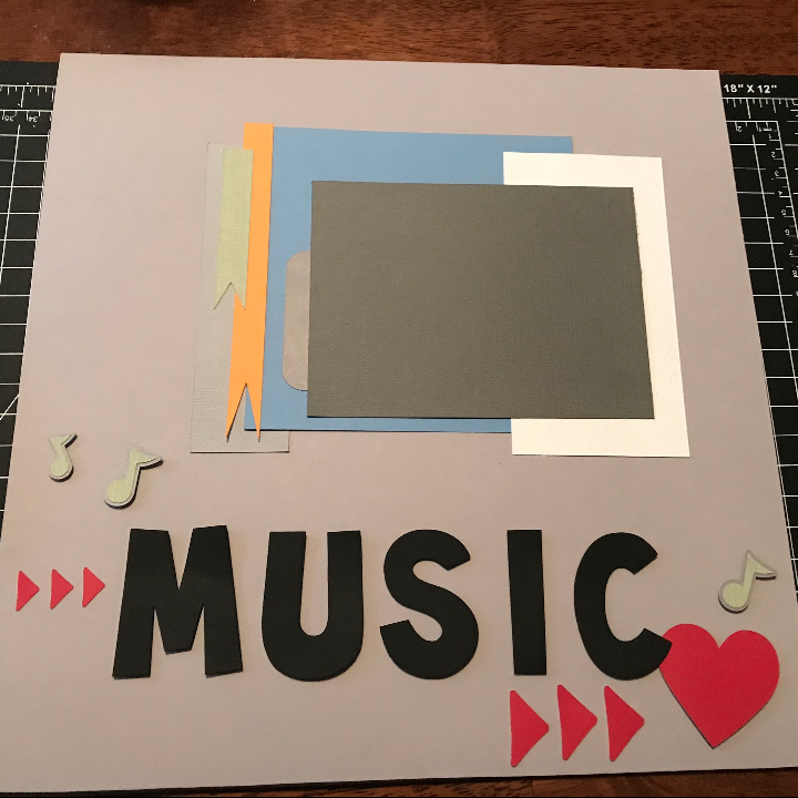 Concert music scrapbook layout for kids from Cricut Design Space 