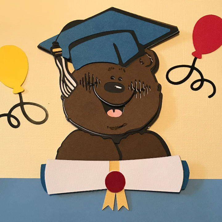DJ Inkers Graduation Bear on Kindergarten Scrapbook Page