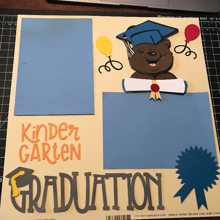 Kindergarten Graduation Scrapbook Layout with Cricut