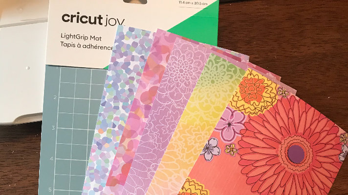 Cricut Joy light grip mat and always spring adhesive backed paper 