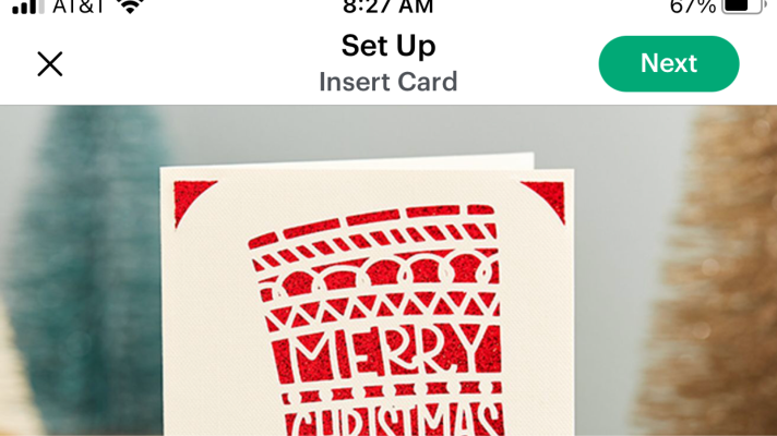 Hit next to make your Cricut Christmas Card on the Cricut Joy App