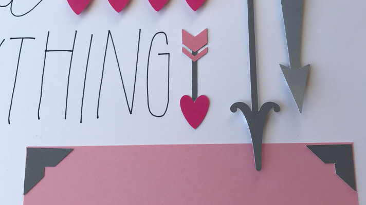 Cricut scrapbook arrows on love page in close to my heart card stock 