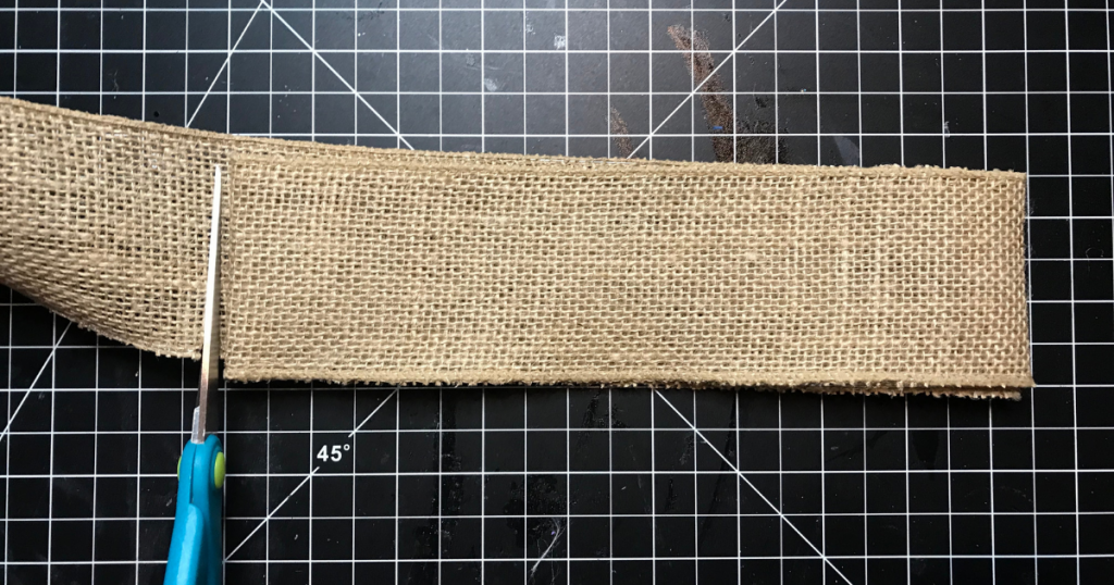 Cutting the wired burlap ribbon