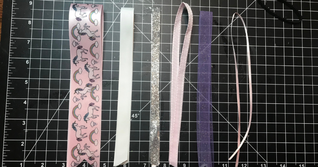 folded and cut ribbon for ponytail ribbon hair ties