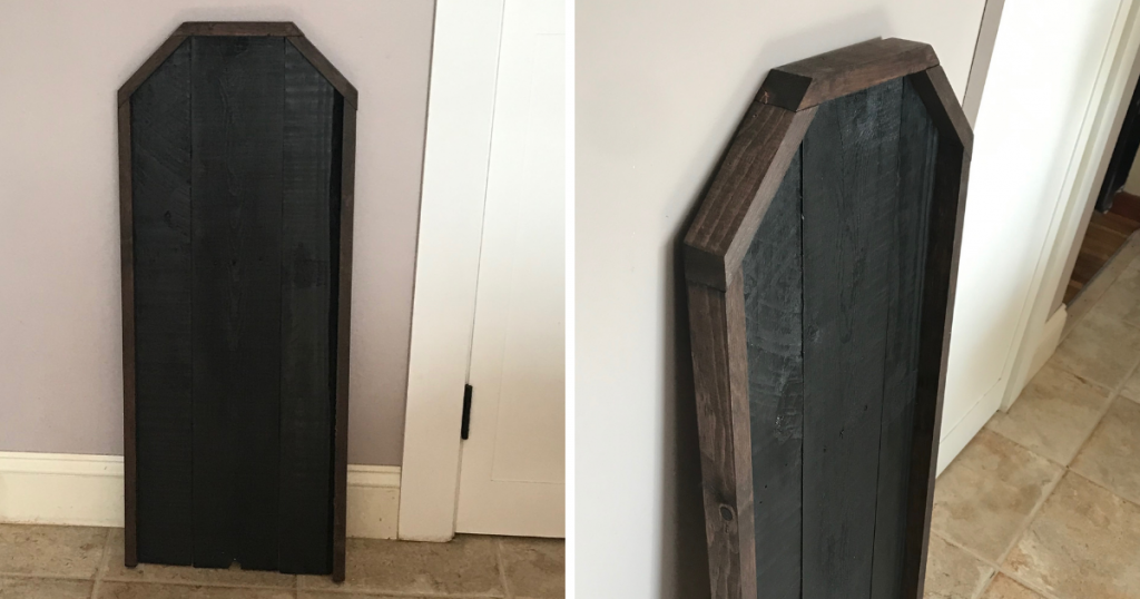 DIY Wood Coffin Shaped Sign for Halloween