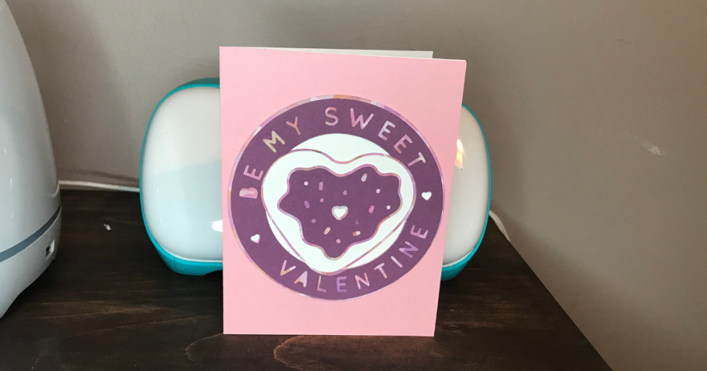 Donut themed Cricut Valentines Card Idea