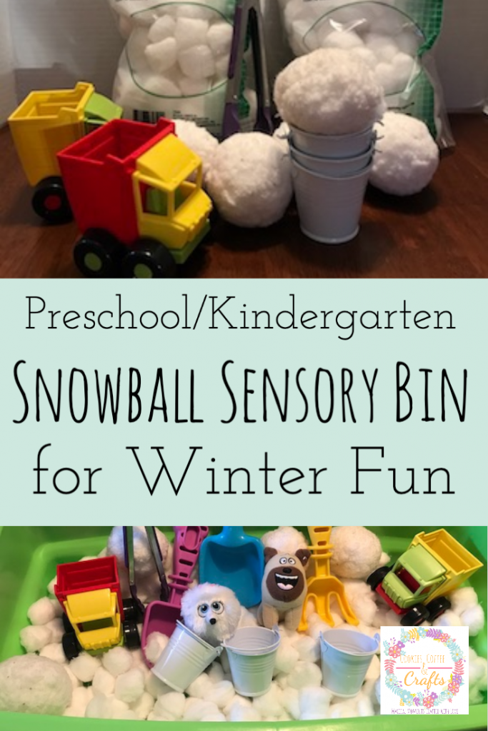 Preschool and Kindergarten Snowball Sensory Bin for Winter Fun