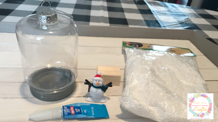 Supplies for Snowman Snowgllobe Christmas Ornament