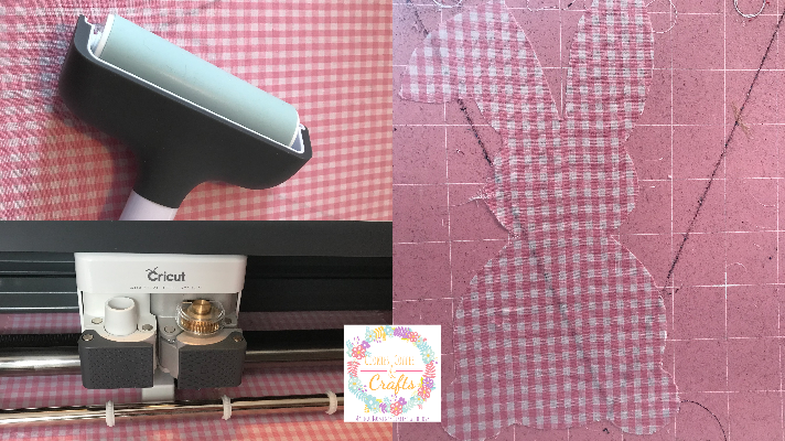 Cutting the bunny shape with the Cricut Maker out of fabric 