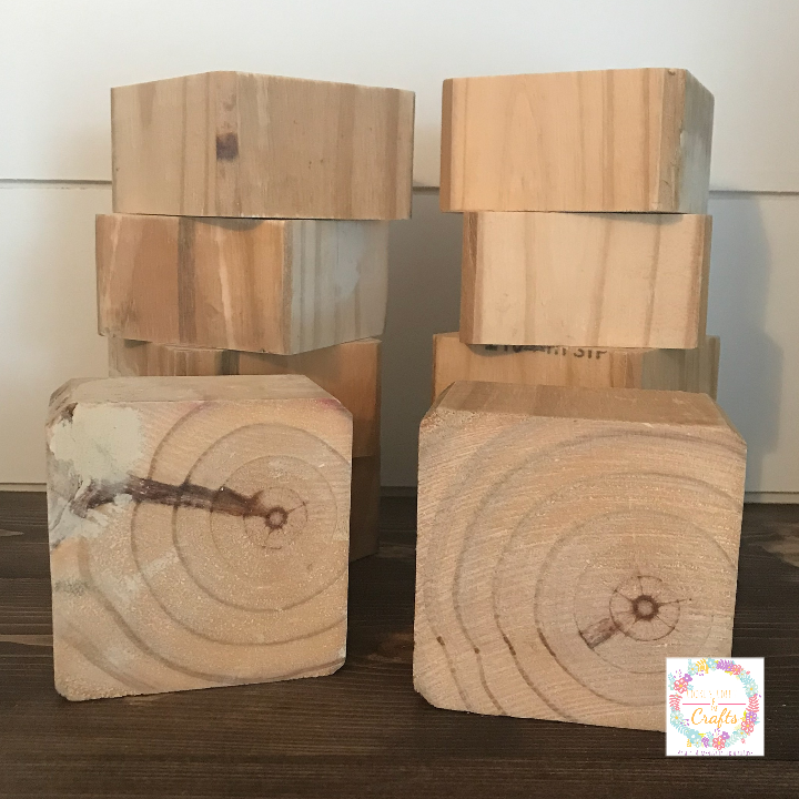 4x4 Wooden blocks about 2 inches for outdoor tic tac toe game