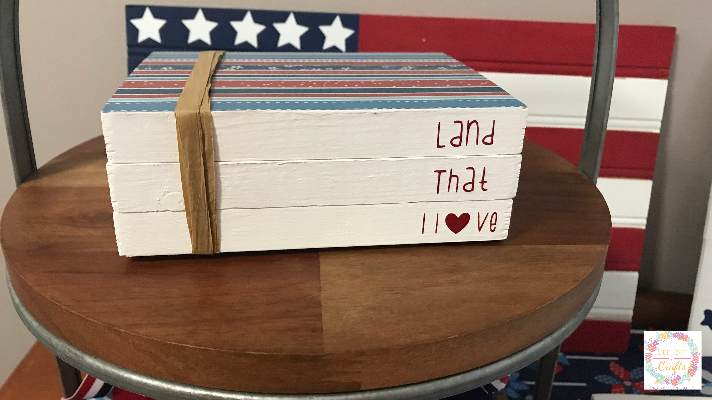 Faux Patriotic Book Stack Decoration 
