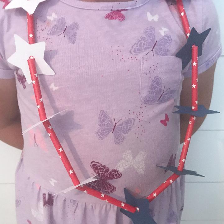 Kids Paper straw patriotic necklace
