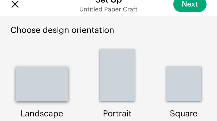 Choose the design orientation for the Cricut Joy paper Projects